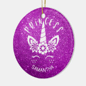 Aangepast Glitter Unicorn Princess Holiday Keramisch Ornament (Links)