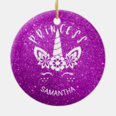 Aangepast Glitter Unicorn Princess Holiday Keramisch Ornament (Achterkant)