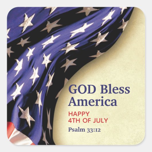 Aangepast GOD BLESS AMERICA Vierkante Sticker (Voorkant)