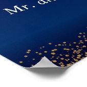 Aangepast - Gold Confetti & Navy Blue Well Wishes Poster (Hoek)