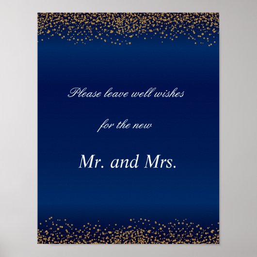 Aangepast - Gold Confetti & Navy Blue Well Wishes Poster (Voorkant)