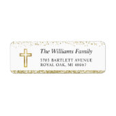 Aangepast Gold Cross Religieuze Return-adres Etiket (Voorkant)