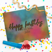 Aangepast Gold Glitter Trendy Script Happy Birthda Briefkaart