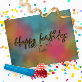 Aangepast Gold Glitter Trendy Script Happy Birthda Briefkaart