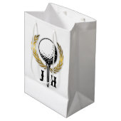 Aangepast Gold Golf Monogram Ontwerp Medium Cadeauzakje (Voorkant Gekanteld)