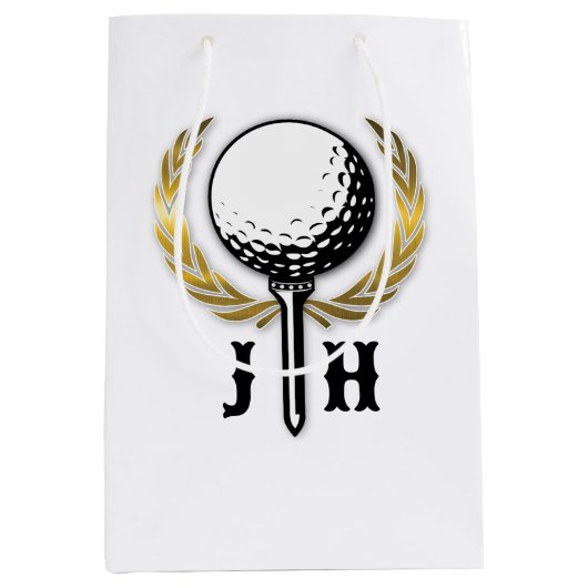Aangepast Gold Golf Monogram Ontwerp Medium Cadeauzakje (Voorkant)