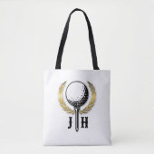 Aangepast Gold Golf Monogram Ontwerp Tote Bag (Voorkant)