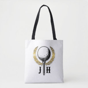 Aangepast Gold Golf Monogram Ontwerp Tote Bag