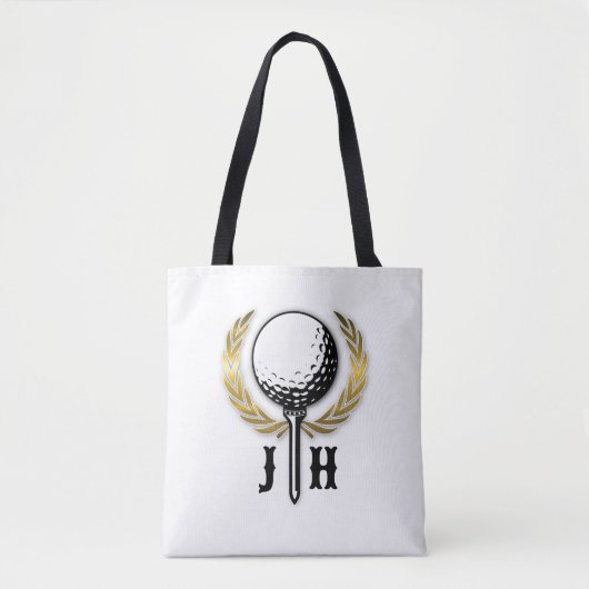 Aangepast Gold Golf Monogram Ontwerp Tote Bag (Voorkant)