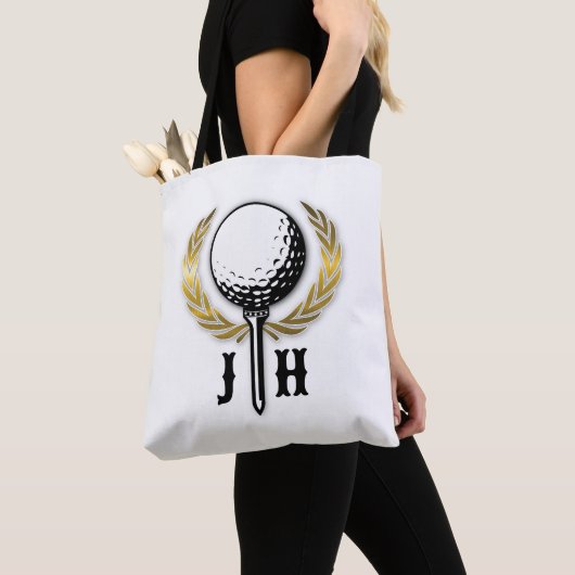 Aangepast Gold Golf Monogram Ontwerp Tote Bag (Dichtbij)