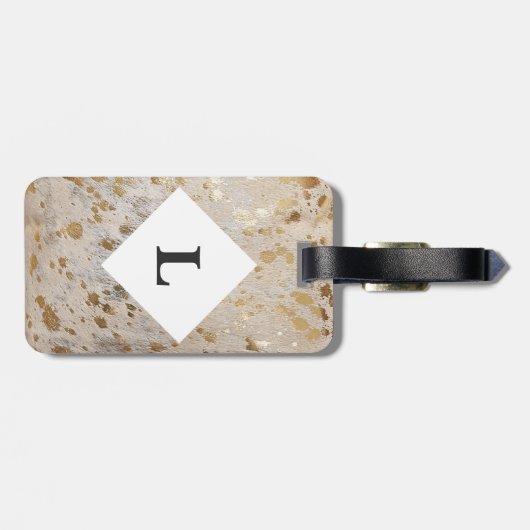 Aangepast Gold Koeienhuid afdrukken bagagelabel (Achterkant horizontaal)