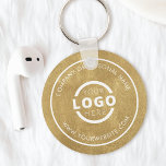 Aangepast Gold Promotion Business-merk met Logo Sleutelhanger<br><div class="desc">Pas dit onderzetter eenvoudig aan met uw eigen logo of aangepast afbeelding. U kunt de achtergrondkleur wijzigen om deze aan te passen aan uw logo- of bedrijfskleuren. Aangepaste sleutelhangers met uw zakelijke logo zijn handig en licht voor klanten en werknemers, terwijl u ook uw bedrijf op de markt brengt. Geen...</div>