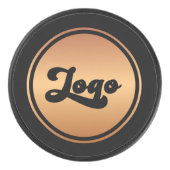 Aangepast Gold Round Business - zwart met Logo Hockey Puck (Voorkant)