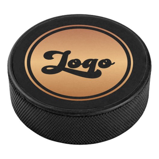 Aangepast Gold Round Business - zwart met Logo Hockey Puck (3/4)