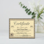 Aangepast Golden Gift Certificate voor uitnodiging (Staand voorkant)