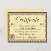 Aangepast Golden Gift Certificate voor uitnodiging (Voorkant / Achterkant)