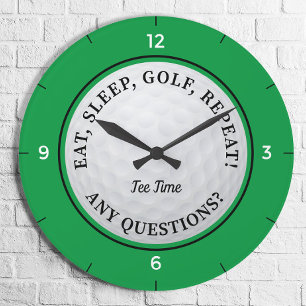Aangepast Golf Ball Sports Quote Golfer Green Blac Grote Klok