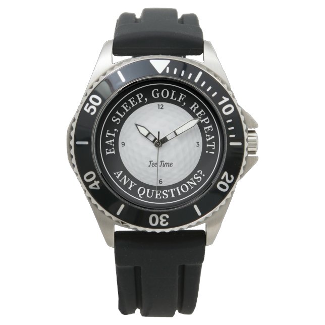 Aangepast Golf-balsport Golfer-citaat zwart-wit Horloge (Voorkant)