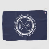 Aangepast Golf Club Name Navy Blue Golfhanddoek (Horizontaal)