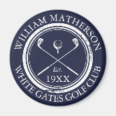 Aangepast Golf Club Name Navy Blue Magneet (Voorkant)