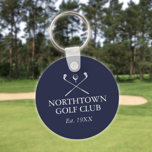 Aangepast Golf Club Name Navy Blue Sleutelhanger