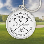 Aangepast Golf Hole in één klassieke Modern Sleutelhanger<br><div class="desc">Pas de naam,  het nummer van de locatie en de datum van de opening aan om een groot hoopje te creëer om dat fantastische gat in één te vieren. Ontworpen door: Thisnotme©</div>