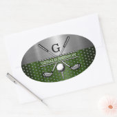 Aangepast Golf Monogram Ontwerp Ovale Sticker (Envelop)