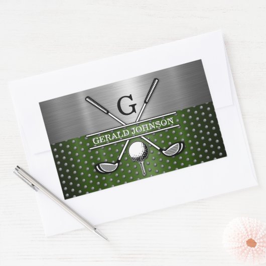 Aangepast Golf Monogram Ontwerp Rechthoekige Sticker (Envelop)
