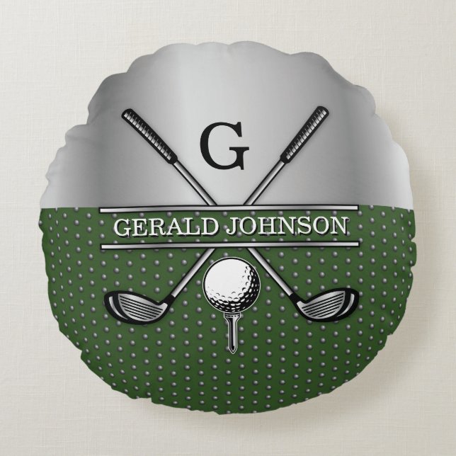 Aangepast Golf Monogram Ontwerp Rond Kussen (Voorkant)