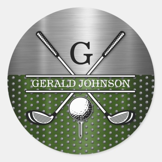 Aangepast Golf Monogram Ontwerp Ronde Sticker (Voorkant)