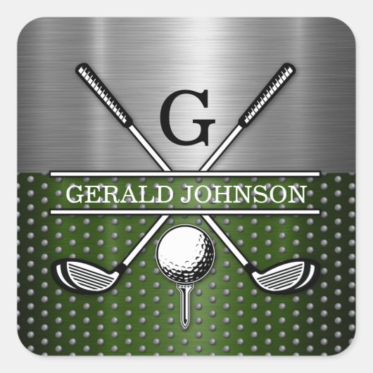Aangepast Golf Monogram Ontwerp Vierkante Sticker (Voorkant)