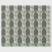 Aangepast golf multi foto monogram vaderdag cadeaupapier (Vlak)