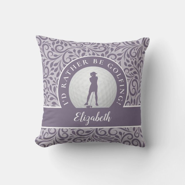 Aangepast golf silhouet modern patroon paars chic kussen (Voorkant)