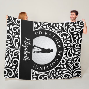 Aangepast golf silhouet modern patroon zwart wit fleece deken