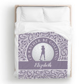 Aangepast Golf Silhouette Modern Pattern Paars Chi Fleece Deken