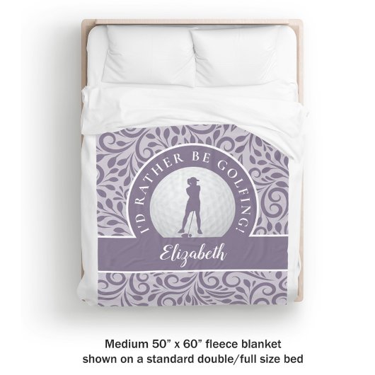 Aangepast Golf Silhouette Modern Pattern Paars Chi Fleece Deken