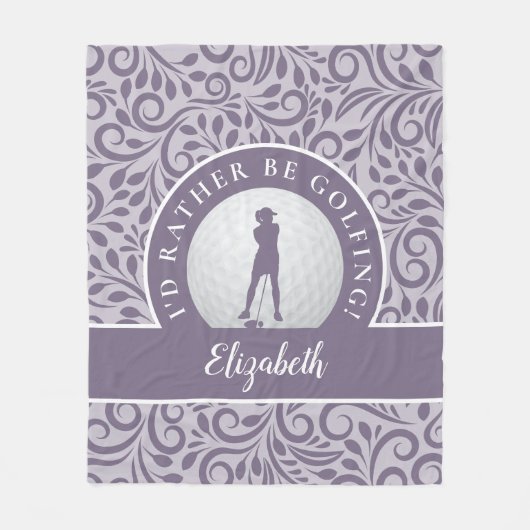 Aangepast Golf Silhouette Modern Pattern Paars Chi Fleece Deken (Voorkant)