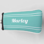 Aangepast Golfer Sports Modern Monogram Blauwgroen Golfheadcover (Voorkant)