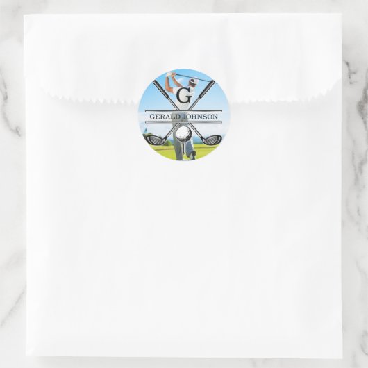 Aangepast golfmonogram ontwerp ronde sticker (Tas)