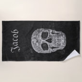 Aangepast gothische snaar van de schedel Grunge zw Strandlaken (Voorkant)