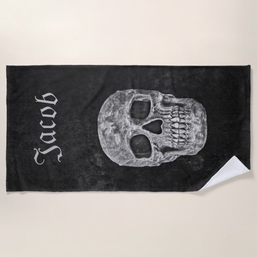 Aangepast gothische snaar van de schedel Grunge zw Strandlaken (Voorkant)