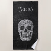 Aangepast gothische snaar van de schedel Grunge zw Strandlaken (Voorkant)