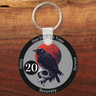 Aangepast gotische raven-herstel mijlpaal cadeau sleutelhanger