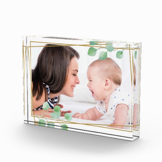 Aangepast goud en eucalyptus Elegant minimalist Fotoblokken (Rechts)