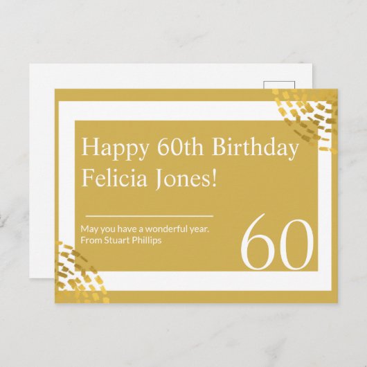 Aangepast - Goud en wit modern Briefkaart (Voorkant / Achterkant)