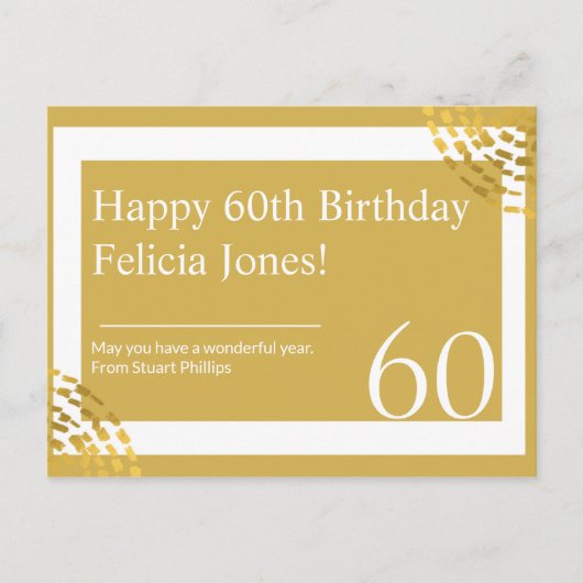 Aangepast - Goud en wit modern Briefkaart (Voorkant)