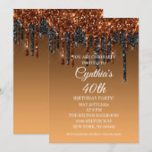 Aangepast goud en zwarte glitter Drip Happy Birthd Kaart (Voorkant / Achterkant)