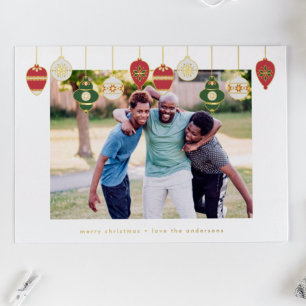 aangepast goud in omloop ornamenten rode groene fo folie feestdagenkaart