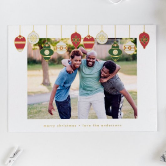 aangepast goud in omloop ornamenten rode groene fo folie feestdagenkaart