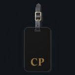 Aangepast Goud Initiaal Bagagelabel<br><div class="desc">Dit label heeft een zwart ontwerp met gouden initialen,  waardoor stijl wordt toegevoegd aan uw reisuitrusting. Pas het aan met je initialen of die van een geliefde,  waardoor het een zinvol reisaccessoire of een doordacht geschenk is.</div>
